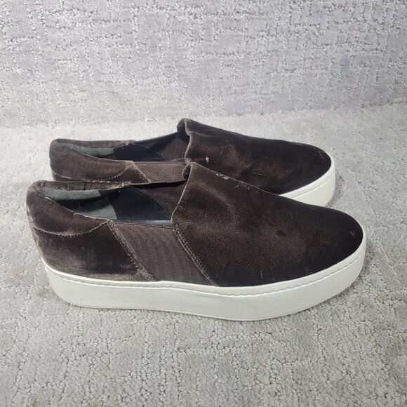 Vince Warren Womens Size 7M Brown Low Top Velvet Slip On Platform Sneaker Shoes - Picture 8 of 11